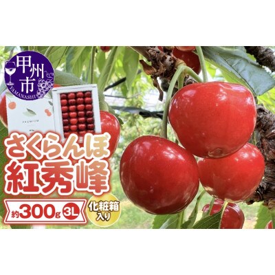 甲州市産大粒さくらんぼ童夢の「紅秀峰」化粧箱(3Lサイズ/約300g)【2025年発送】