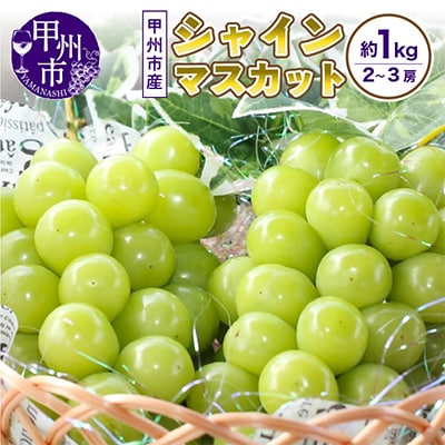 【先行受付】山梨のスイートエメラルド　シャインマスカット　約1kg(2房～3房)【常温配送】