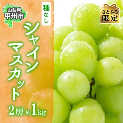【さとふる限定】山梨県産のシャインマスカット 2房 約1kg ぶどう 山梨県 甲州市
