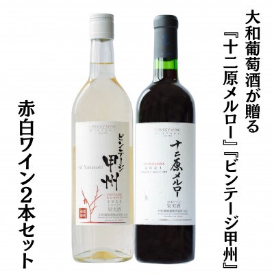 大和葡萄酒が贈る『十二原メルロー』『ビンテージ甲州』赤白ワイン2本セット　B15732