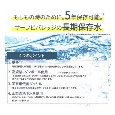 サーフビバレッジ　長期保存水　490ml×24本×2ケース　5年保存可能　山梨の軟水