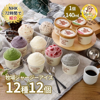自社牧場直営ジャージーアイスクリーム人気12種各1個　計12個のセット