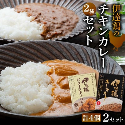 伊達鶏のチキンカレーセット2種セット(キーマカレー・バターチキンカレー)各2個入　F21C-091