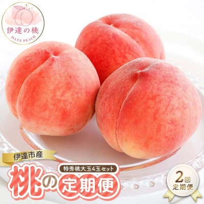 【3週間毎定期便】2回届く!伊達市産の桃の定期便 特秀もも大玉セット4玉入り(約1.2kg)全2回