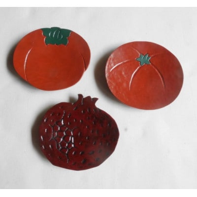 【漆器】花柄の豆皿 5枚と果物の柄の豆皿 5枚　計10枚セット(各直径 約8～11cm)