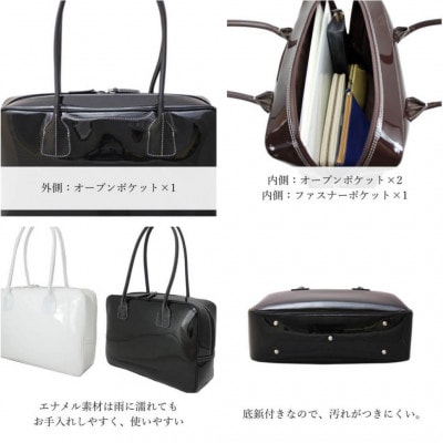 濱野皮革工藝セレブボストンバッグ(ホワイト×シルバー金具)