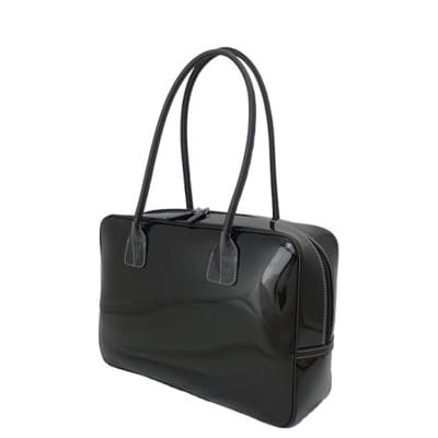 濱野皮革工藝セレブボストンバッグ(ブラック×シルバー金具)
