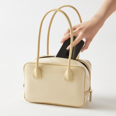【濱野皮革工藝のセレブミニボストンバッグ】華やかなかわいらしいボストンバッグです。(クリーム)