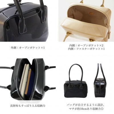 【濱野皮革工藝のセレブミニボストンバッグ】華やかなかわいらしいボストンバッグです。(クリーム)