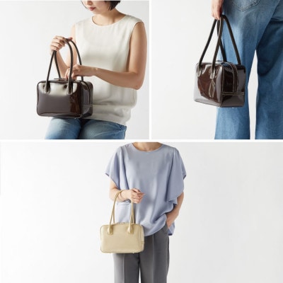 【濱野皮革工藝のセレブミニボストンバッグ】華やかなかわいらしいボストンバッグです。(ブラウン)