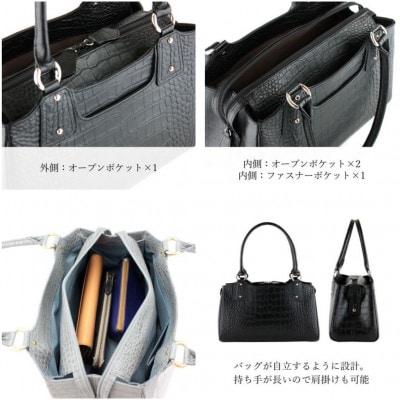【濱野皮革工藝のコッコビアンハンドバッグ】牛革を使用したハンドバッグです。(ネイビー)