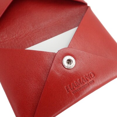 【濱野皮革工藝】マルチケース収納　レディース　メンズ　HAMANOクラッシーカードケース　レッド