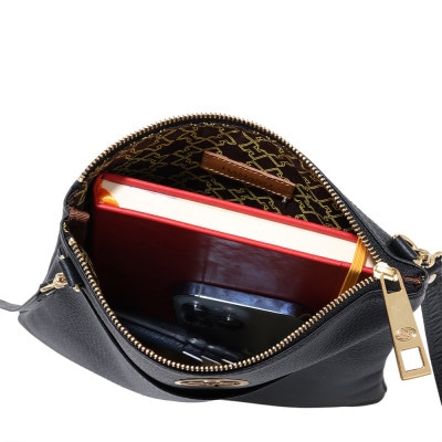 【濱野皮革工藝のショルダーバッグ】ショルダーバッグL(ブラック)