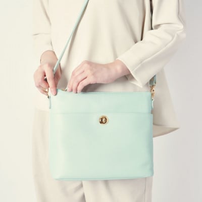 【濱野皮革工藝のバッグ】シュリンク2wayショルダー(ミントグリーン×ゴールド)