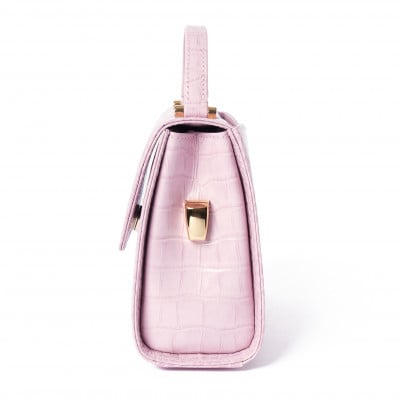 【濱野皮革工藝のバッグ】プティ・フォルムクロコUNO(ピンク×ゴールド)