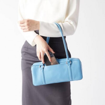 【濱野皮革工藝 HAMANO バッグ】フロット サイドボストン(スカイブルー)
