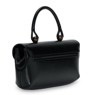 【濱野皮革工藝 HAMANO バッグ】ロイヤルモデル～漆～(ブラック×椿)