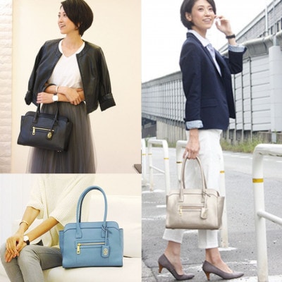 【濱野皮革工藝 HAMANO バッグ】フィオーレミドルボクシートートバッグ(シャンパンゴールド)