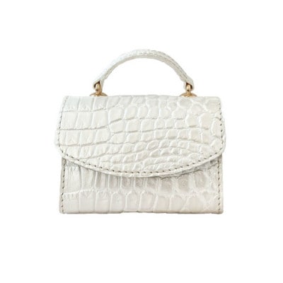 【濱野皮革工藝 HAMANO バッグ】セラフィーナクロコショルダーバッグ(パールホワイト)