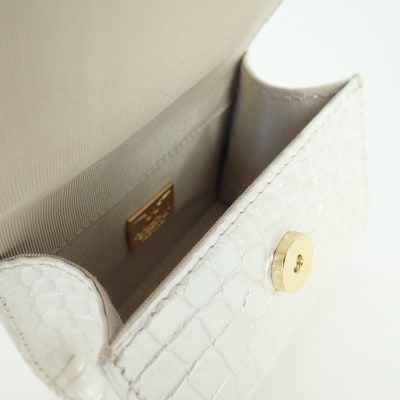 【濱野皮革工藝 HAMANO バッグ】セラフィーナクロコショルダーバッグ(パールホワイト)