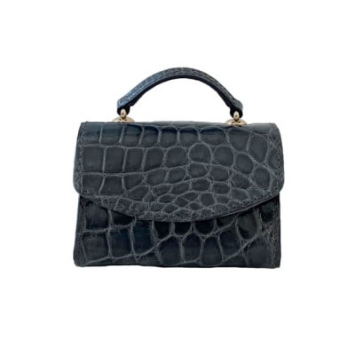 【濱野皮革工藝 HAMANO バッグ】セラフィーナクロコショルダーバッグ(グレー)