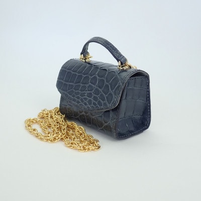 【濱野皮革工藝 HAMANO バッグ】セラフィーナクロコショルダーバッグ(グレー)