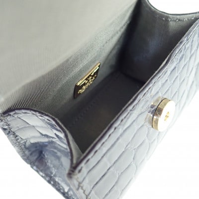 【濱野皮革工藝 HAMANO バッグ】セラフィーナクロコショルダーバッグ(グレー)