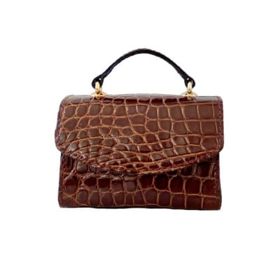 【濱野皮革工藝 HAMANO バッグ】セラフィーナクロコショルダーバッグ(ブラウン)
