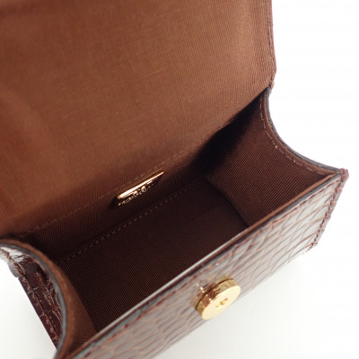 【濱野皮革工藝 HAMANO バッグ】セラフィーナクロコショルダーバッグ(ブラウン)