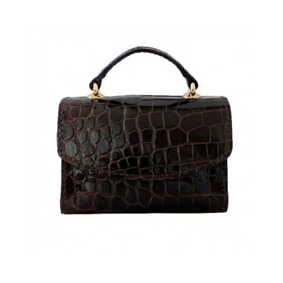 【濱野皮革工藝 HAMANO バッグ】セラフィーナクロコショルダーバッグ(アッシュブラウン)