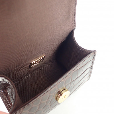 【濱野皮革工藝 HAMANO バッグ】セラフィーナクロコショルダーバッグ(アッシュブラウン)