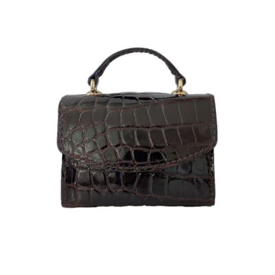 【濱野皮革工藝 HAMANO バッグ】セラフィーナクロコショルダーバッグ(ダークブラウン)