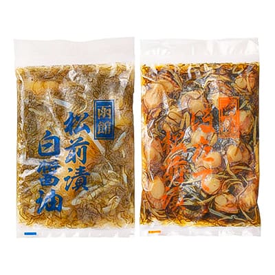 【道水 DOHSUI】松前漬け食べ比べセット(数の子白造り・ほたて 各300g) 北海道 産地直送