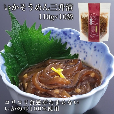 【道水】いかそうめん三升漬 いか耳使用 1.1kg(110g×10袋)北海道直送
