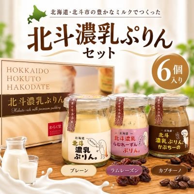 北斗濃乳ぷりんセット6個入り(プレーン/ラムレーズン/カプチーノ)