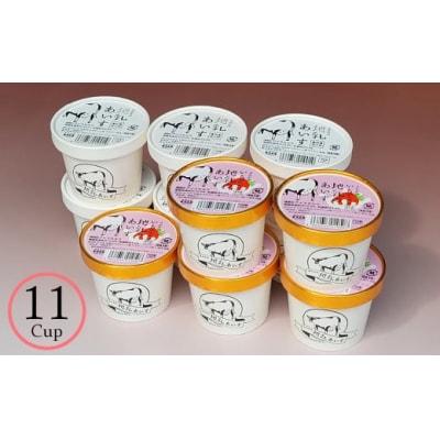 【カップアイス2種11個セット】さかわの地乳(ぢちち)あいす6個・いちご地乳あいす5個