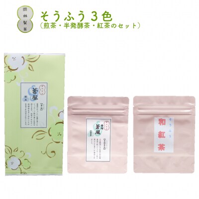 そうふう3色(煎茶・半発酵茶・紅茶のセット)