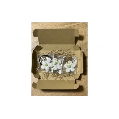 バイカオウレンのアクセサリー3種 ヘアゴム ヘアピン ブローチ 3個(各1個)