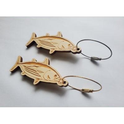 【 カツオ・ゴールド】11種から選べる ヒノキ薫る 魚のウッドキーホルダー