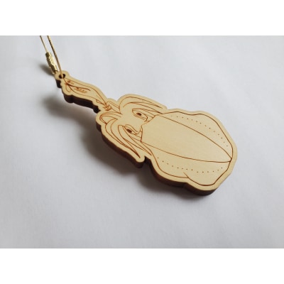 【アオリイカ・ニッケル】11種から選べる ヒノキ薫る 魚のウッドキーホルダー