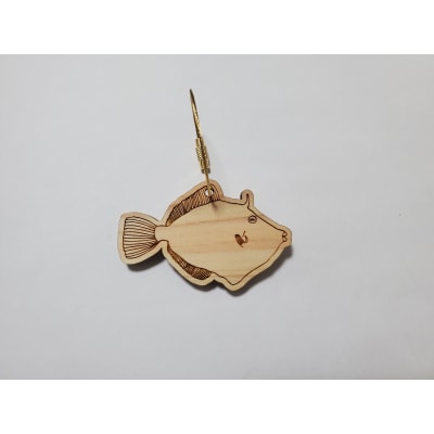 【カワハギ・ニッケル】11種から選べる ヒノキ薫る 魚のウッドキーホルダー