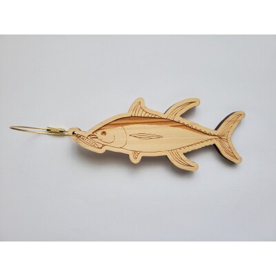 【キハダマグロ・ニッケル】11種から選べる ヒノキ薫る 魚のウッドキーホルダー