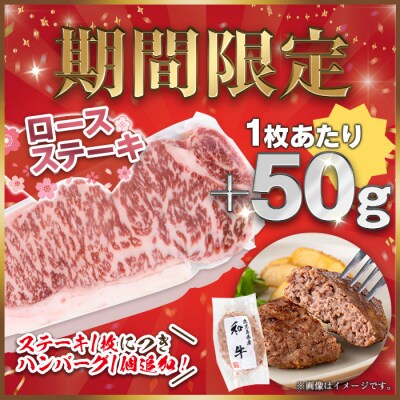 【数量限定】黒毛和牛ロースステーキゆず胡椒付(2枚500g+ハンバーグ2個)