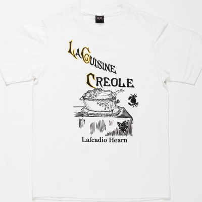 【ラフカディオTシャツ】ハーン著「クレオール料理」初版本表紙  ホワイト　 Mサイズ