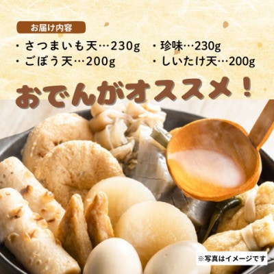 【定番4種】天ぷらセット(珍味・椎茸天・ごぼう天・さつまいも天)手作り 老舗の味