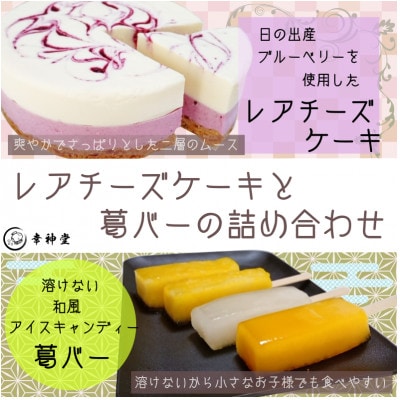 日の出産ブルーベリーを使用したレアチーズケーキと溶けない和風アイスキャンディー 葛バーの詰め合わせ