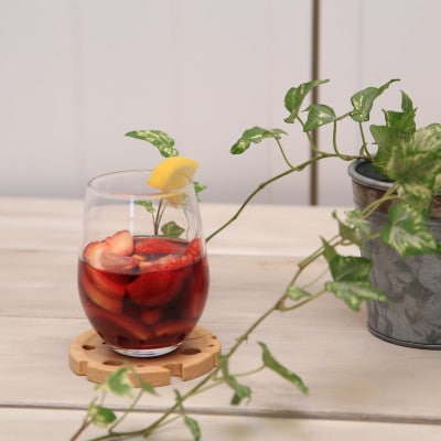 【家カフェに】チーズのコースター&スプーン置き・ブナ(ビーチ) 計1枚