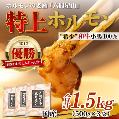 とんちゃん祭2012年優勝商品!特上ホルモン(和牛小腸100%)500g×3袋 計1.5kg