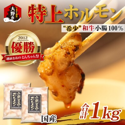 とんちゃん祭2012年優勝!特上ホルモン(和牛小腸100%)1kg(500g×2袋)