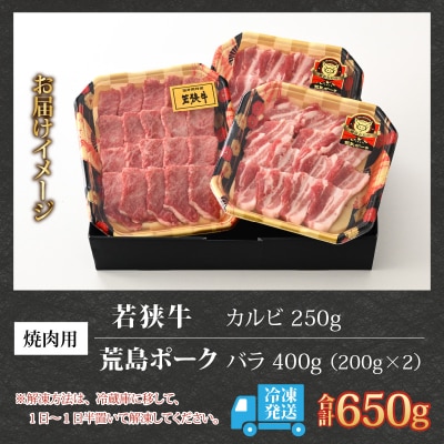 【福井のブランド牛肉&ブランド豚肉】若狭牛と荒島ポーク 焼き肉セット 650g 